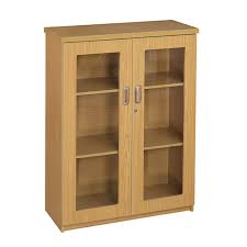 [3TD1100GD] 3 Tier Bookcase - Glass Door - Melamine (1100x900mm)