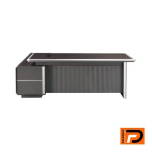 2.2m Dark Oak Executive Desk with Matching Fixed Credenza