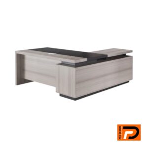 1.8m Light Oak Executive Desk with Matching Fixed Credenza