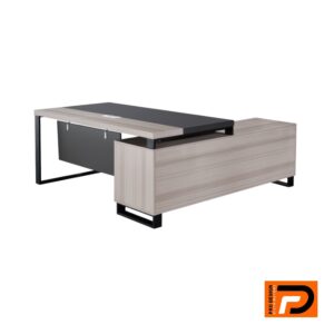 1.8m Light Oak Executive Desk with Industrial-Style Steel Legs