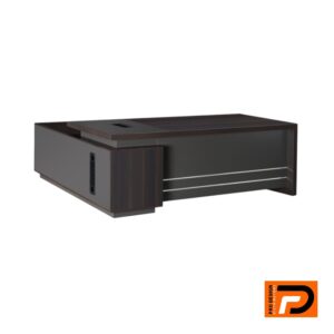 2m Dark Oak Executive Desk with Matching Fixed Credenza