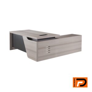 2m Light Oak Executive Desk with Matching Fixed Credenza